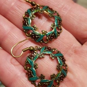 🎄 Wreath Enamel Earrings 🎄